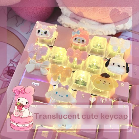Cute Cartoon DIY Mechanical Keyboard Cap Custom Backlight Transparent Keycaps For Cherry MX Switch
