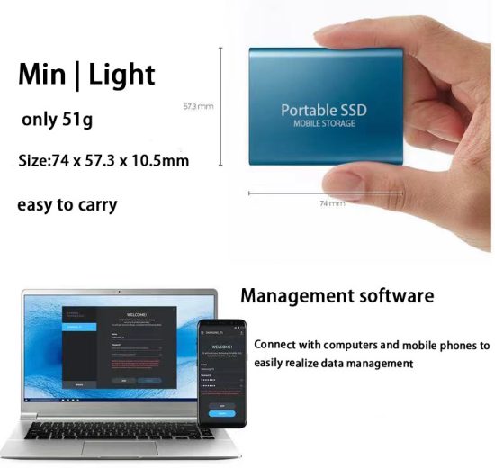 Small external hard drive ssd USB 3.0 Type C 500GB 1TB 2TB 16TB for laptops  Desktop - Image 2