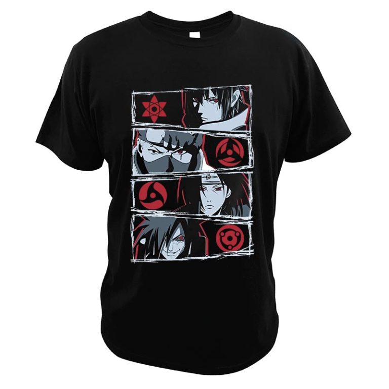 Uchiha mangekyou sharingan T Shirts Printed Half Sleeve Casual Round Neck 100% Cotton