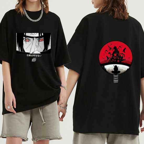 Anime T Shirt Uchiha itachi Eyes Printing O-Neck Fashion Streetwear - Image 2