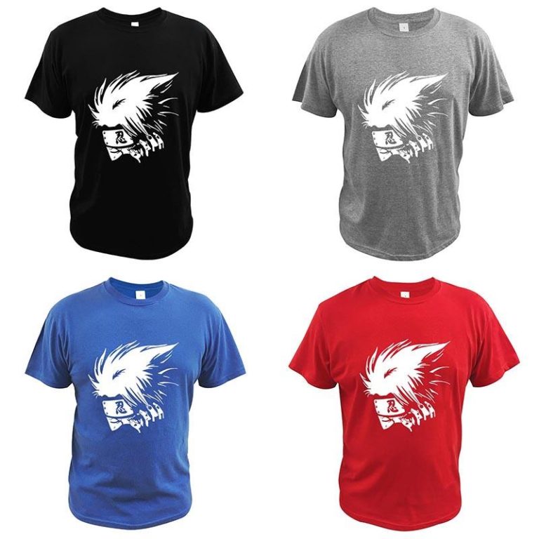 ⁦Kakashi White Logo T Shirt Anime Adventure Manga Premium Summer 100% Cotton⁩ - الصورة ⁦2⁩