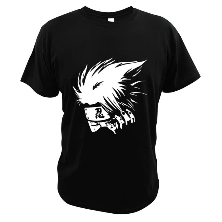 Kakashi White Logo T Shirt Anime Adventure Manga Premium Summer 100% Cotton