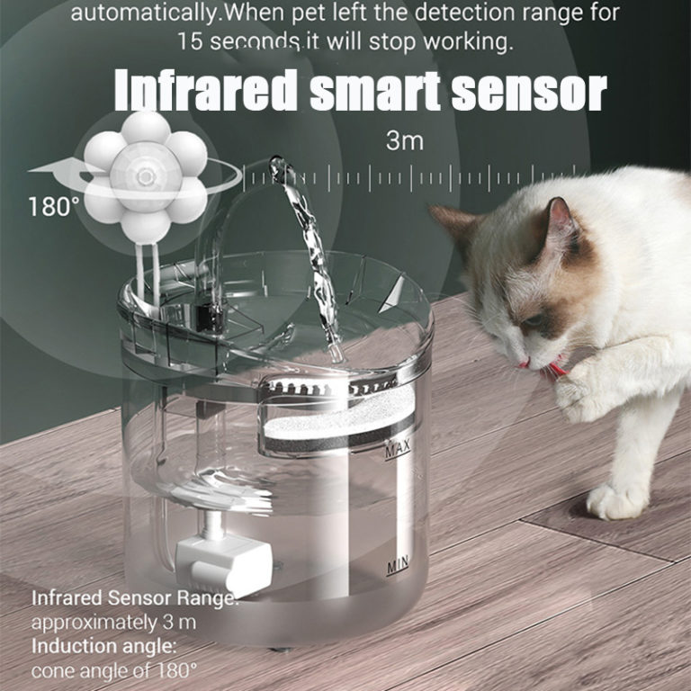 2L Sensor Intelligent Cat Water Fountain With Faucet Dog Water Dispenser Transparent Drinker Pet Filters Feeder Motion - Image 2