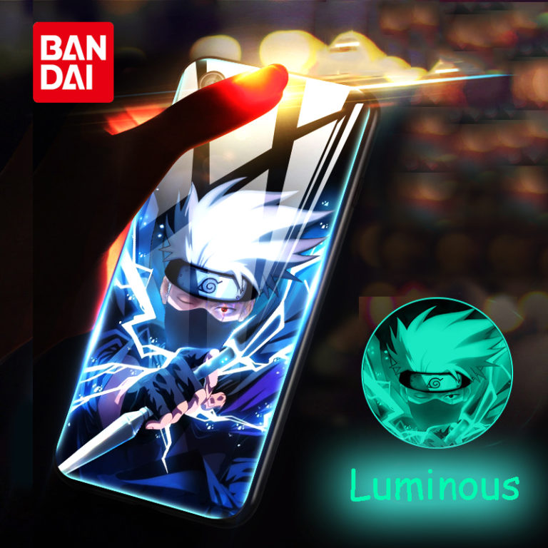 Naruto Glow Glass Phone Cases For Iphone Soft Silicone Cover Uchiha Sasuke Kakashi Anime