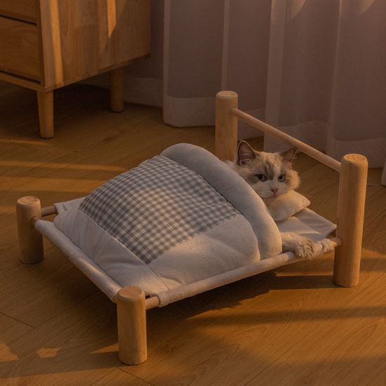 Pet Bed Wooden Cats House Winter Warm Sofa Mat - Image 4