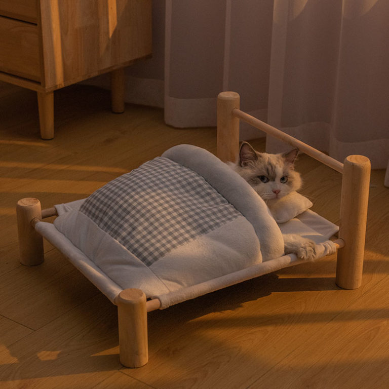 ⁦Pet Bed Wooden Cats House Winter Warm Sofa Mat⁩ - الصورة ⁦4⁩