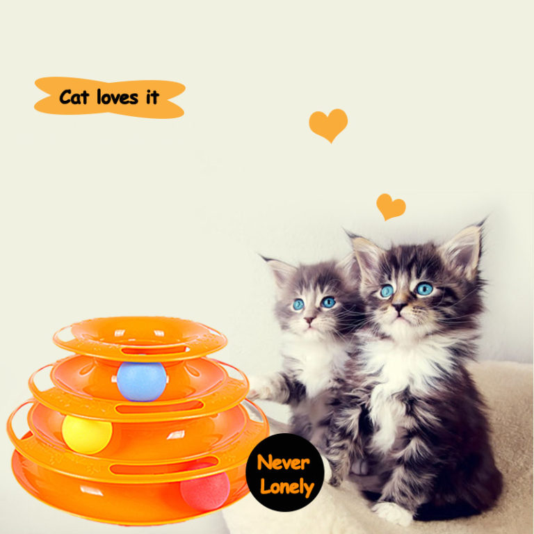 ⁦Interactive Tower Cat Toy Turntable Roller Balls Toys for Cats Kitten Teaser Puzzle Track Toy Pets Training Supplies Accessories⁩ - الصورة ⁦2⁩