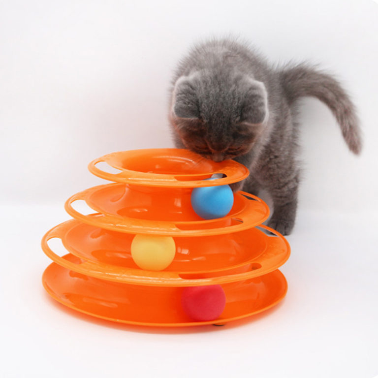 ⁦Interactive Tower Cat Toy Turntable Roller Balls Toys for Cats Kitten Teaser Puzzle Track Toy Pets Training Supplies Accessories⁩ - الصورة ⁦3⁩