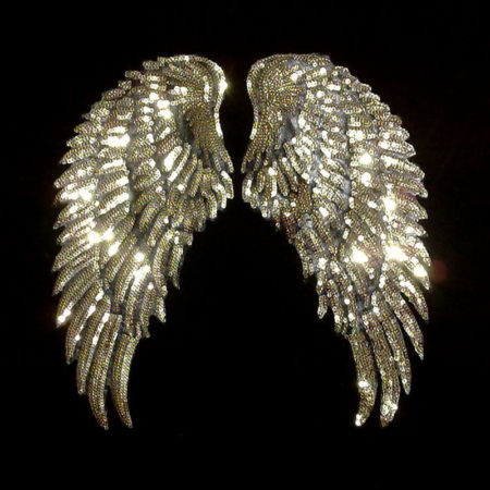 1 Pair Fashion Large Sequins Wing Patch for Clothing Applique for Jeans Cute Sew on Patches 35cm x 16.5cm
