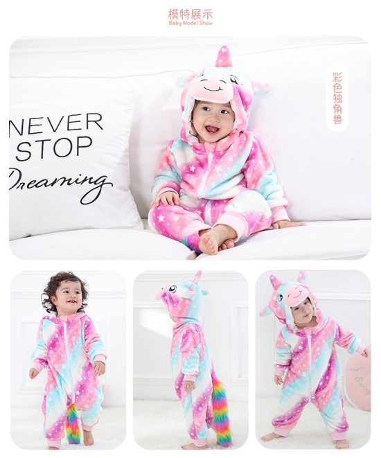 Pajamas Animal Baby Cartoon Romper Newborn Hooded Infant Clothing Boys Girls Onesie Jumpsuit Panda Costumes Flannel Baby Rompers - Image 2