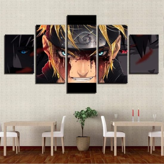 Anime Naruto Poster Sticker Canvas Painting For Modern Living Room Home Cuadros Decoration 5 Panel