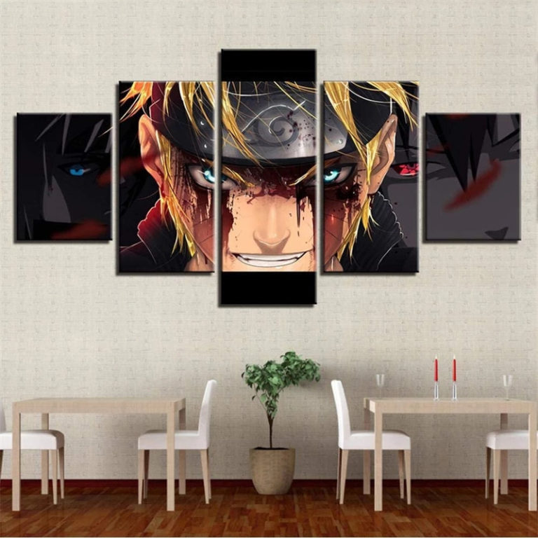 Anime Naruto Poster Sticker Canvas Painting For Modern Living Room Home Cuadros Decoration 5 Panel