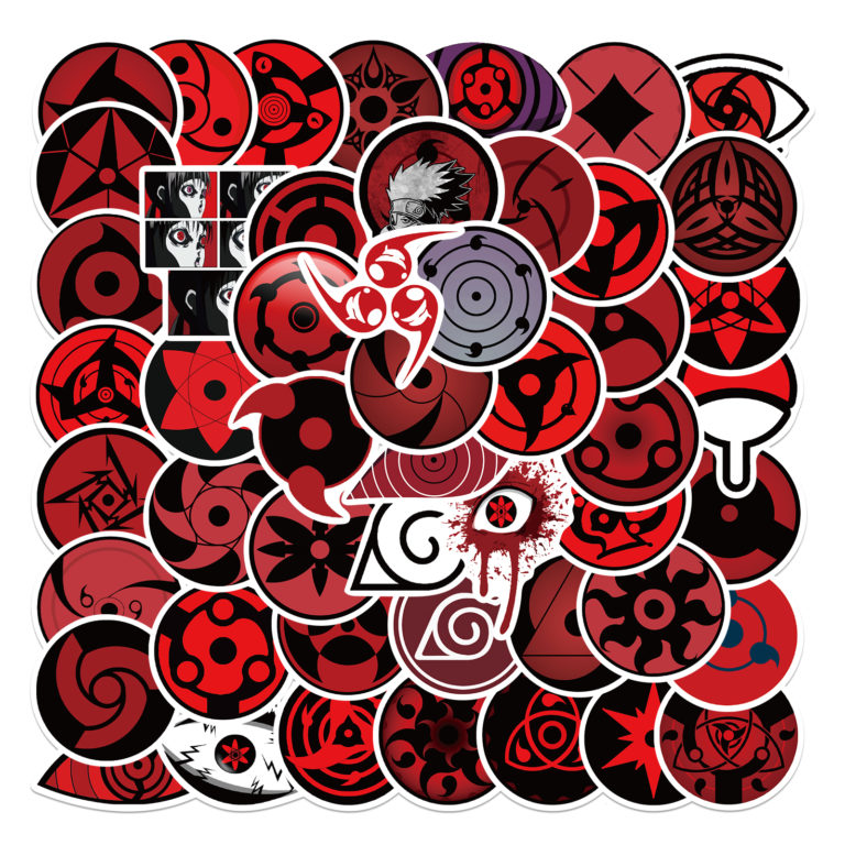 50pcs/Pack  Sharingan Logo Stickers Waterproof For Skateboard Motorcycle Guitar Luggage Laptop Sticker