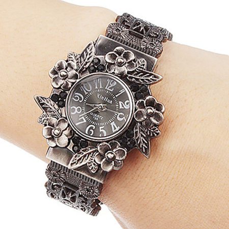 Flower Bangle Wristwatches for Women Fashion Bracelet Watches