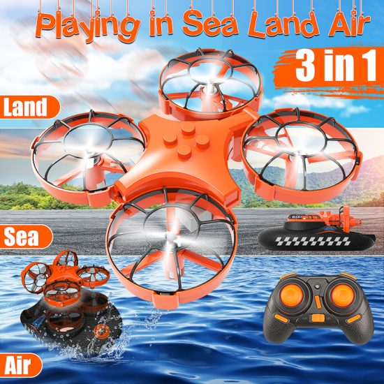3-in-1 Flying Air Boat Land Driving Mode Detachable One Key Return RC Drone Quadcopter RTF - Image 3