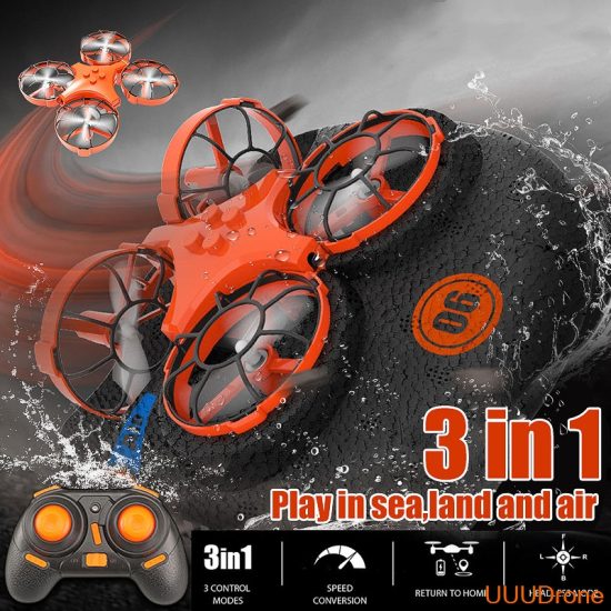 3-in-1 Flying Air Boat Land Driving Mode Detachable One Key Return RC Drone Quadcopter RTF - Image 2