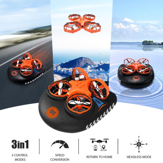 3-in-1 Flying Air Boat Land Driving Mode Detachable One Key Return RC Drone Quadcopter RTF