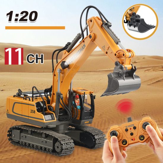 Digger Truck For children And Adult 2.4Ghz 11 Channel 1:20 Rc Excavator Toy Engineering Car Alloy and Plastic Remote Control - Image 2