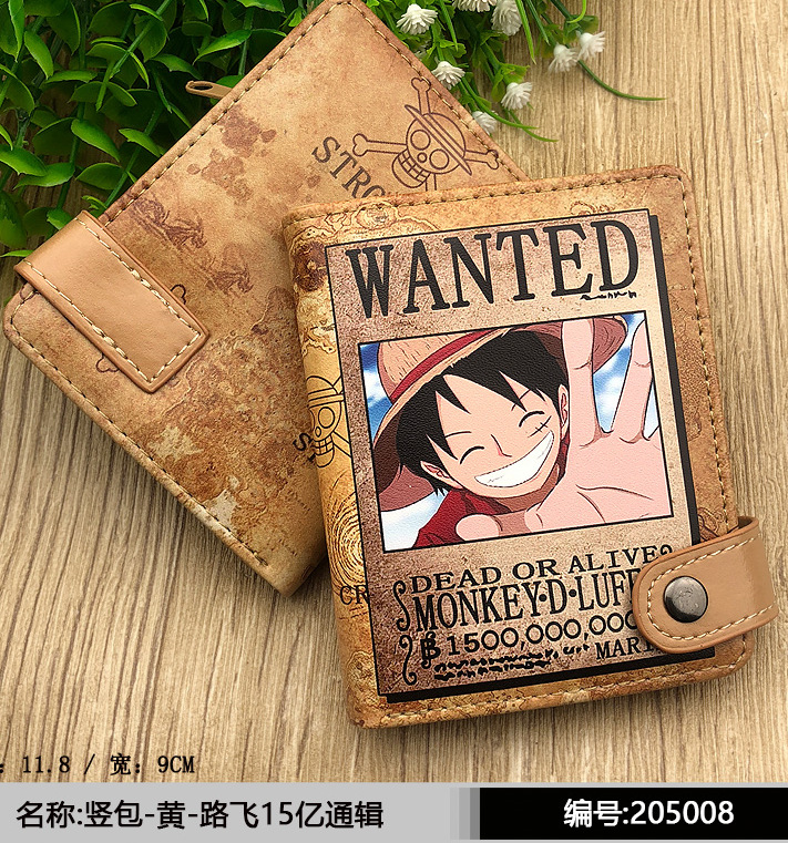 Short Wallet Anime One Piece PU Leather Multi-layer Card Holder