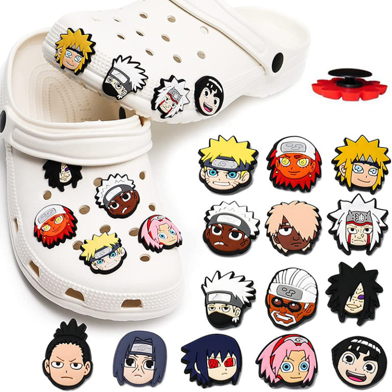 14 Pcs Anime Naruto PVC Shoes Charms Waterproof Sandals Decorate Accessories Buckle Decorations Toys for Children Adult Friends Gift
