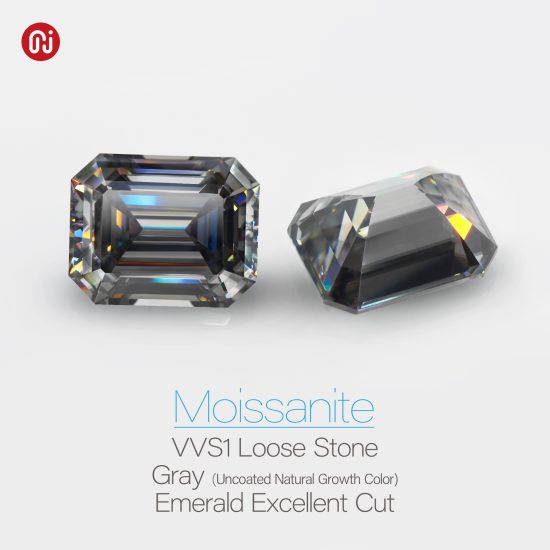 Diamond Moissanite Manual Cutting Emerald Grey VVS1 Premium Gems Loose Diamond Test Passed Gemstone For Jewelry Making - Image 2