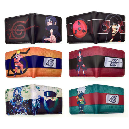 New Anime Naruto Wallet Sasuke Kakashi Card Holder PU Short Student Clutch Bag Cool Coin Purse Money Clip