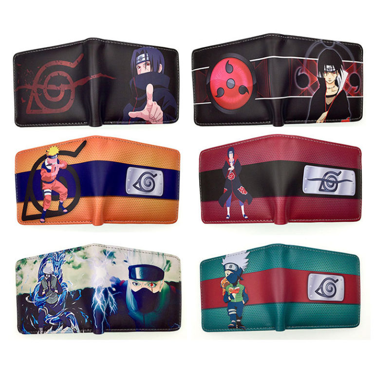 New Anime Naruto Wallet Sasuke Kakashi Card Holder PU Short Student Clutch Bag Cool Coin Purse Money Clip