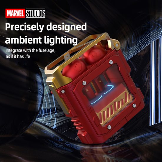 Disney Iron Man Gaming Earphones Wireless Bluetooth 5.3 Noise Reduction Headphones BTMV08 Rotatable Metal Headset HIFI Stereo Sound - Image 3