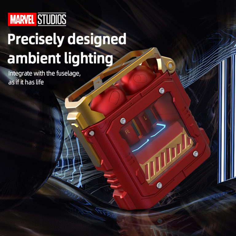 Disney Iron Man Gaming Earphones Wireless Bluetooth 5.3 Noise Reduction Headphones BTMV08 Rotatable Metal Headset HIFI Stereo Sound - Image 3