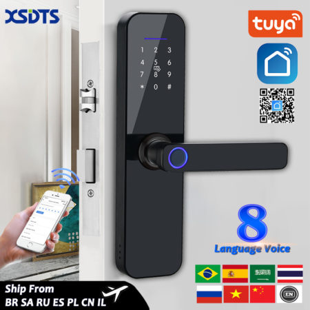 Electronic Smart Door Lock With Biometric Fingerprint / Smart Card / Password / Key Unlock/ USB Emergency Charge
