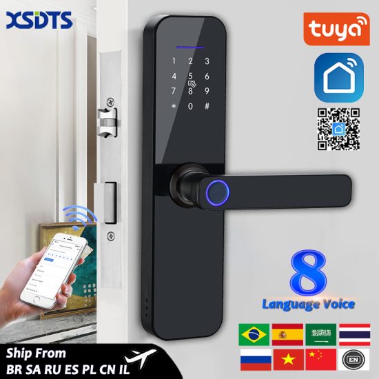 Electronic Smart Door Lock With Biometric Fingerprint / Smart Card / Password / Key Unlock/ USB Emergency Charge