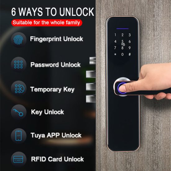 Electronic Smart Door Lock With Biometric Fingerprint / Smart Card / Password / Key Unlock/ USB Emergency Charge - Image 3