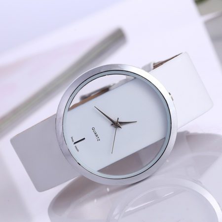 Top Leather Lady Wristwatch Transparent Antique Stylish Round Dress Clock Relogio Feminino Montre Femme