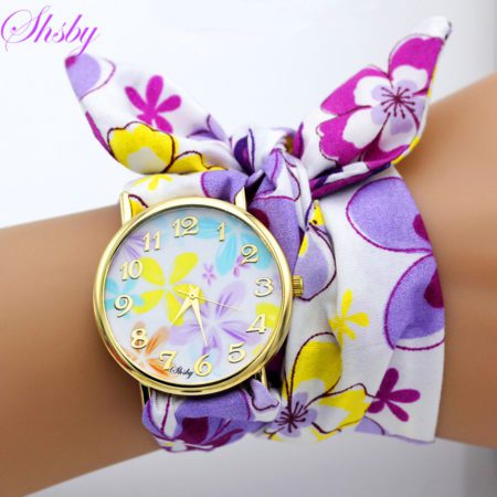 Unique Ladies Flower Cloth Wristwatch Fashion Women Dress Watch High Quality Fabric Watch Sweet Girls Bracelet Watch