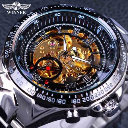 Steel Mens Skeleton Man Wrist Watch Mechanical Top Brand Luxury Fashion Automatic Watches