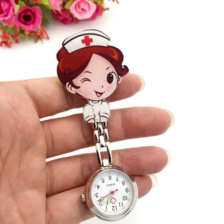 Lovely Super Cute Nurse Girl Pocket Watch Pattern Light Luminous Needle Quartz Movement Pattern Good Gift