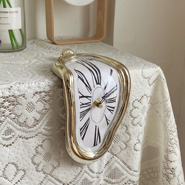melting Clock Creative For Bedroom Desk Bedside Table Home Battery Desktop Office Clock
