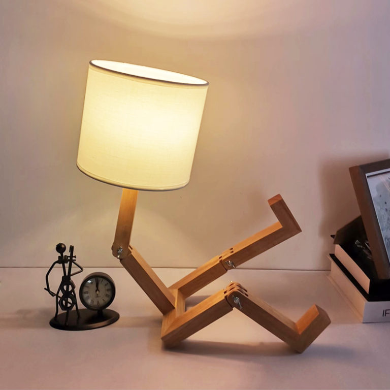 Shape Robot Wooden Table Lamp Holder 110-240V For Modern Desk Table Lamp Parlor Indoor Study Night Light - Image 3