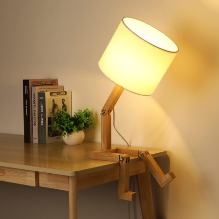 Shape Robot Wooden Table Lamp Holder 110-240V For Modern Desk Table Lamp Parlor Indoor Study Night Light