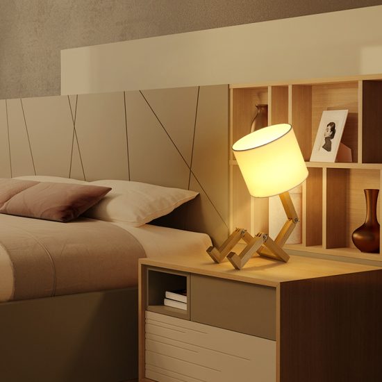 Shape Robot Wooden Table Lamp Holder 110-240V For Modern Desk Table Lamp Parlor Indoor Study Night Light - Image 2