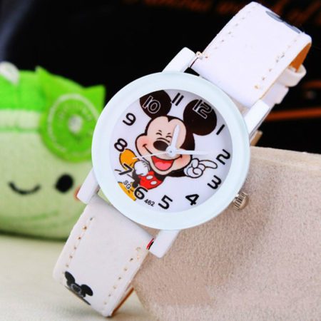 mickey mouse Watch Cute For Kids Children Boys Girls Pu Leather Quartz WristWatch Clock