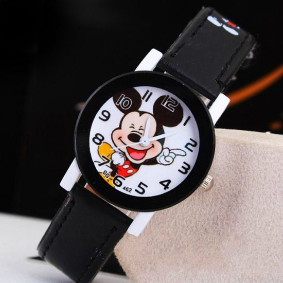 mickey mouse Watch Cute For Kids Children Boys Girls Pu Leather Quartz WristWatch Clock - Image 2