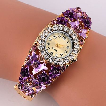 Women Flower Butterfly Dress Watch Bracelet Wristwatch fashion