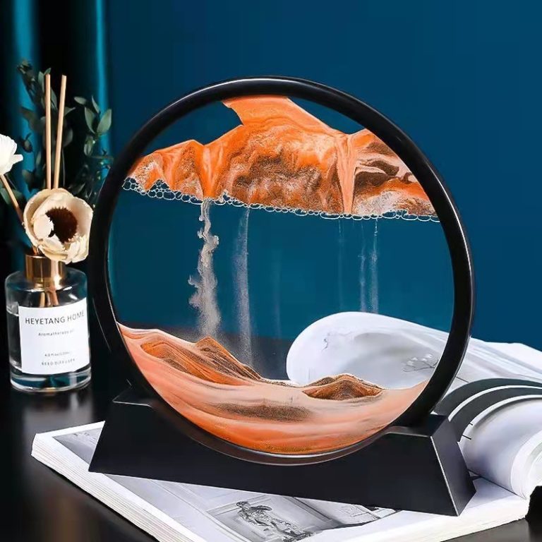 Art Flowing Sand 3D Moving Sand Art Picture Hourglass Rectangle Round Glass Home Decor