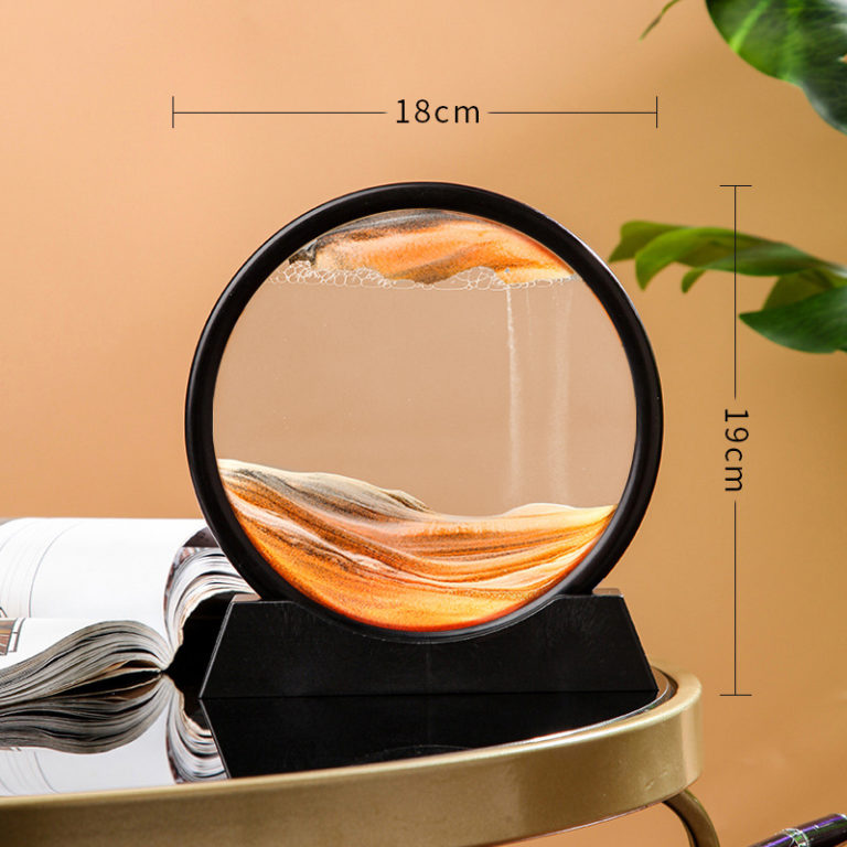 ⁦Art Flowing Sand 3D Moving Sand Art Picture Hourglass Rectangle Round Glass Home Decor⁩ - الصورة ⁦2⁩