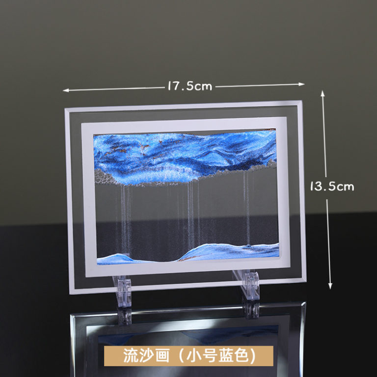 ⁦Art Flowing Sand 3D Moving Sand Art Picture Hourglass Rectangle Round Glass Home Decor⁩ - الصورة ⁦3⁩