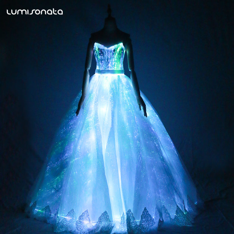 Fiber Dress lighting Long Skirt For Wedding Party Glow In The Dark - Image 3