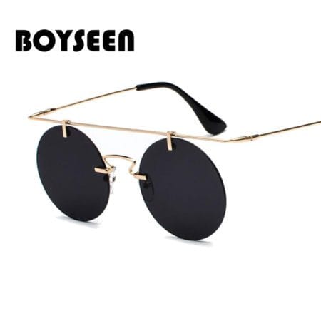 BOYSEEN Fashion For Men And Women Brand Designer Glasses Classic Round Rimless Steampunk Sunglasses Vintage Eyewear Top Quality UV400