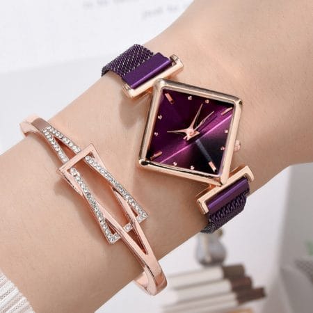 Square Watch Luxury Ladies Quartz Magnet Buckle Gradient Color Watches Relogio Feminino For Gift Clock