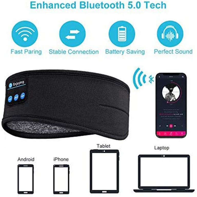 Bluetooth Headphones For Sports And Sleeping Headband Thin Soft Elastic Comfortable Wireless Earphones Eye Mask for Side Sleeper - Image 4